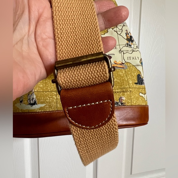 Leather, Sling Drawstring Tote Bag. Map Print. Travel by Sharif, Original 1827. - Picture 14 of 17